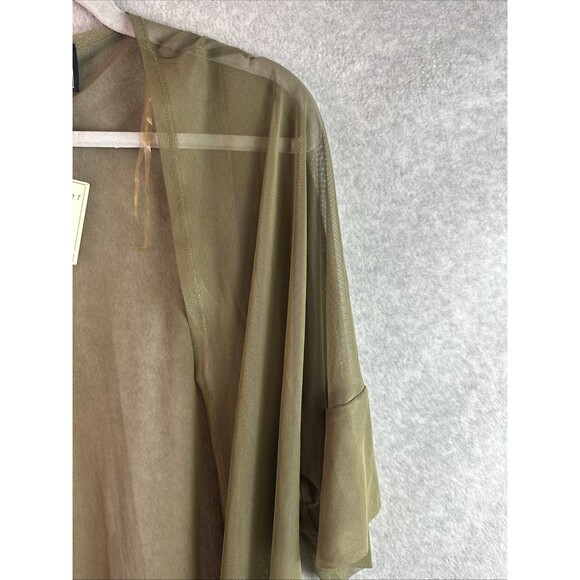 Women’s Polly Esther Size M Olive Green Open Front Sheer Swim Cover Up NWT - Picture 3 of 5